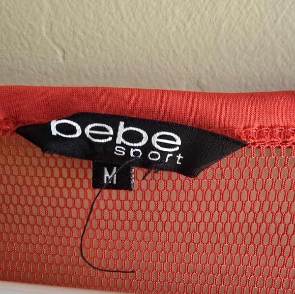 Bebe Black And Red Striped Womens Medium Mesh Sport Top Football Style - Picture 8 of 9